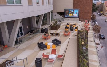 student housing pool deck