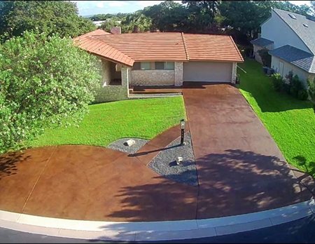 stained concrete driveway Marble Falls