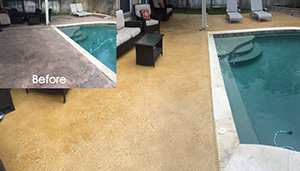 stamped concrete pool deck